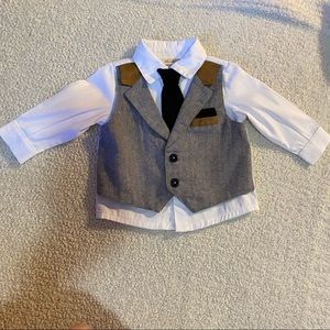 Baby Boy Button Down with Vest and Tie, 0-3 months